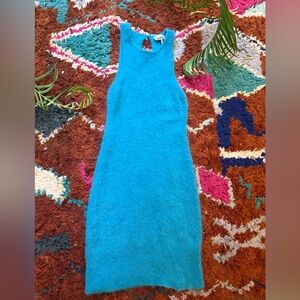 ganni blue brushed alpaca dress